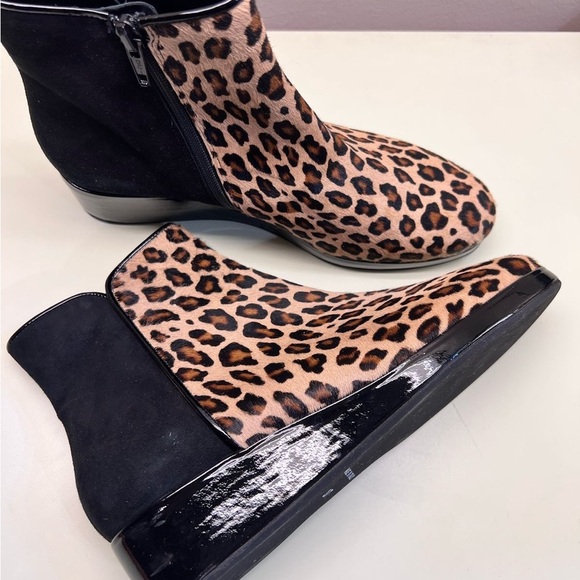 MADE IN ITALY Brown and Black Ankle Booties with Leopard Print - Picture 5 of 8